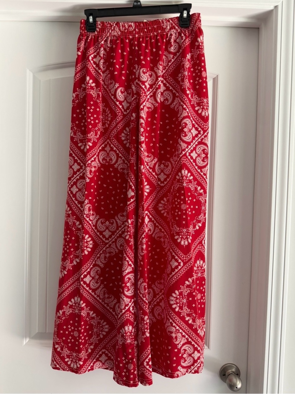 Red Bandana-Print Wide Leg Pants